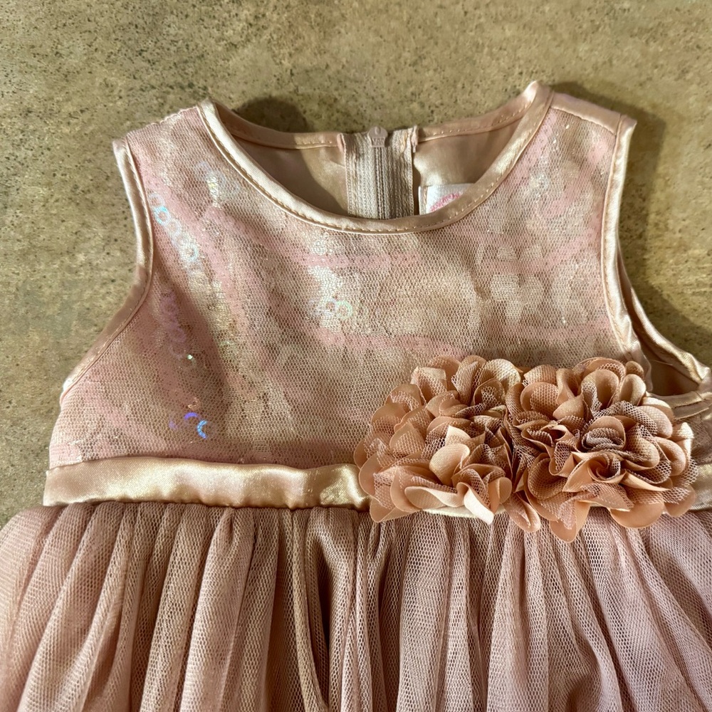 Adorable Elegant Pink Infant Sequin & Tulle Dress, Girls Size 12M - Picture 4 of 8